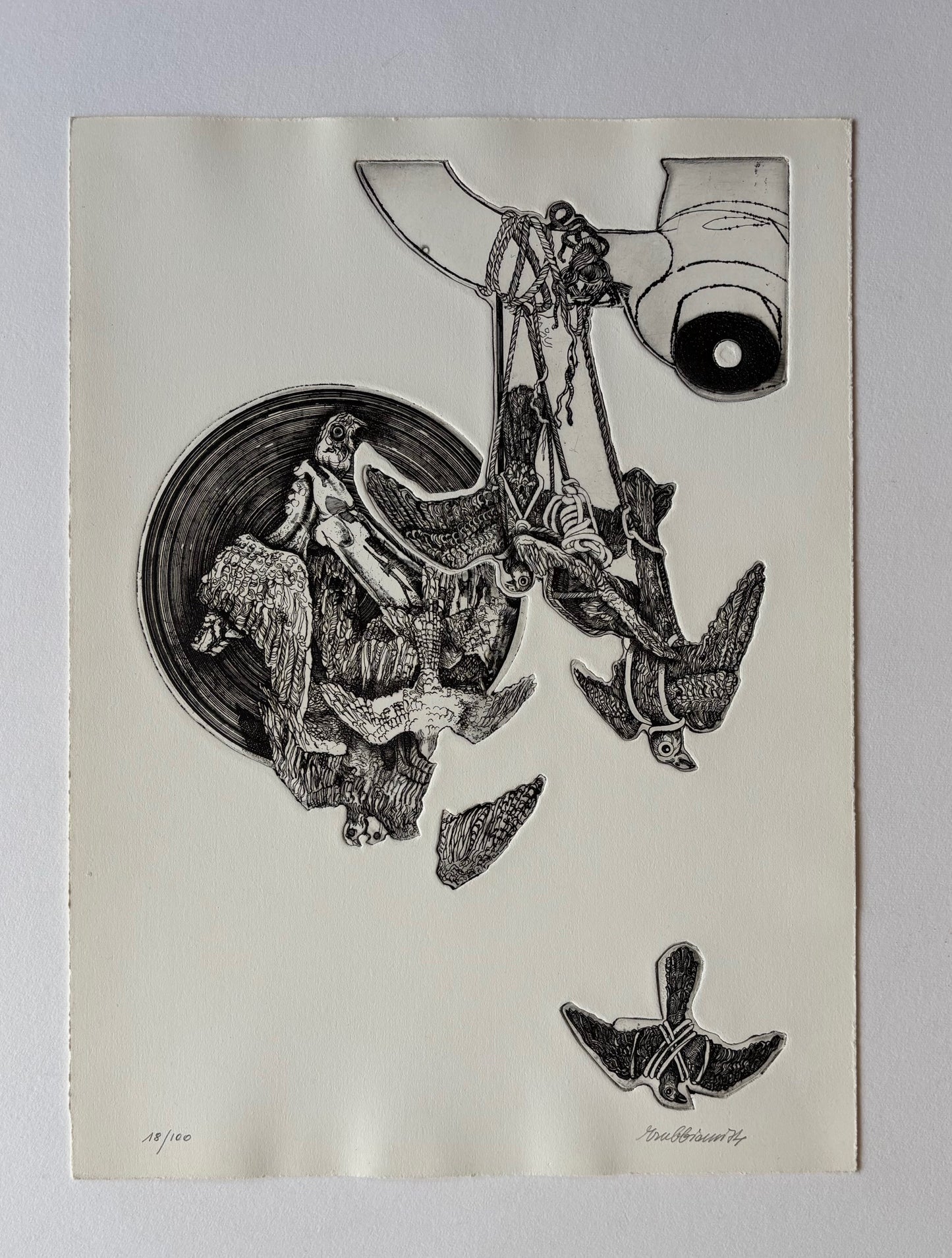 Volterea 73, Sculture. Ambientazioni. Visualizzazioni. Progettazione per l’alabastro. Problemi dei centro storico. A cura di Enrico Crispolti. Volterra, 15 luglio/15 settembre 1973. (ORIGINAL ETCHING, SIGNED & NUMBERED)