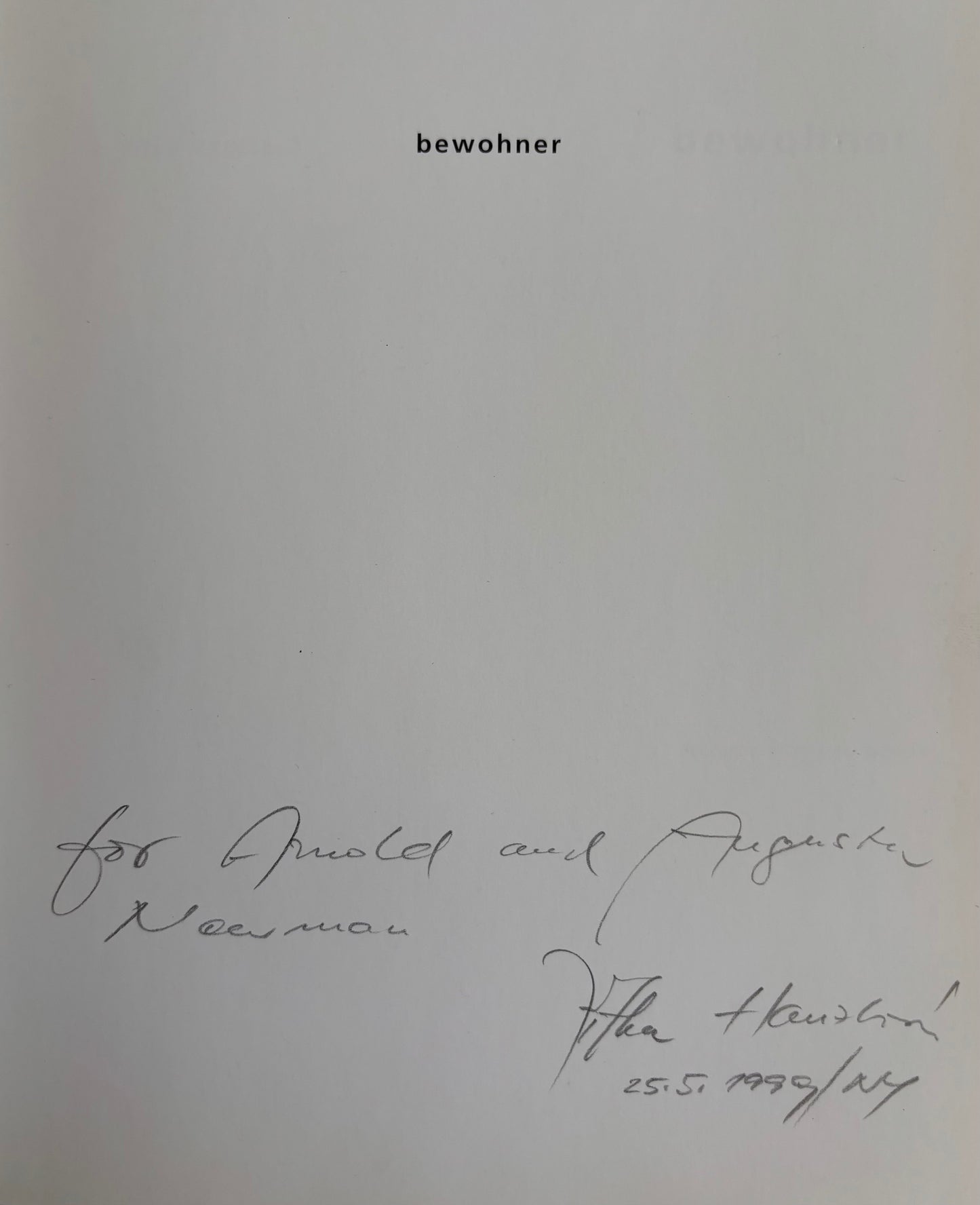 Bewohner (« Residents »). (DEDICATED)