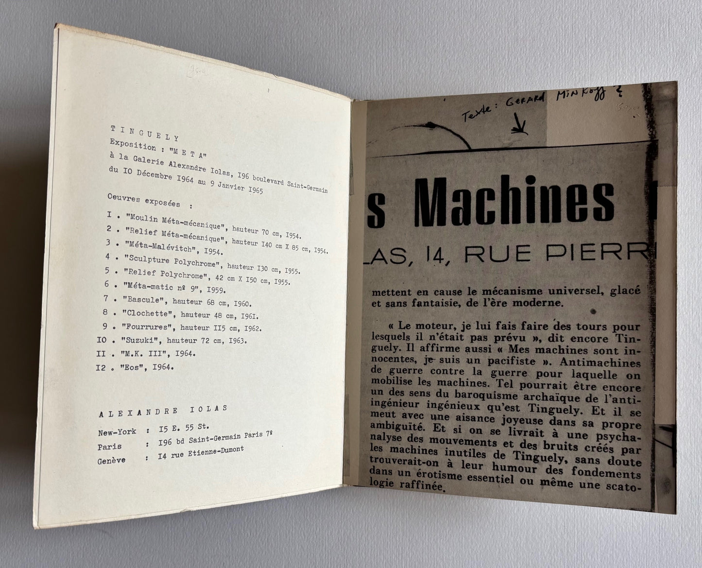 Tinguely. Exposition « Meta ».